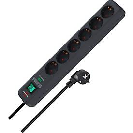 Brennenstuhl Eco-Line Steckdosenleiste, 6-fach, 13.500A Überspannungsschutz, 1,5m Kabel, Kunststoff, anthrazit