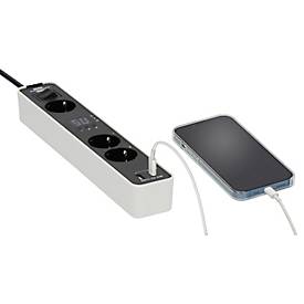 Brennenstuhl Ecolor Steckdosenleiste, 3-fach, USB A/C, Countdown Timer, 1,5m Kabel, 45° Anordnung, schwarz/weiß