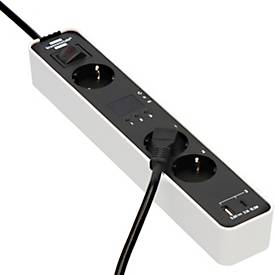 Brennenstuhl Ecolor Steckdosenleiste, 3-fach, USB A/C, Countdown Timer, 1,5m Kabel, 45° Anordnung, schwarz/weiß