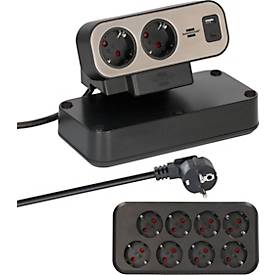 brennenstuhl®estilo Duplex Tischsteckdosenleiste, 10 Steckdosen, USB C & A, Edelstahl, für Tischstärken 16-45mm