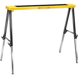Brennenstuhl Falt-Arbeitsbock MB 120 KH, höhenverstellbar, bis 120 kg, klappbar, mit Tragegriff, rutschsichere Auflage, Schutzkappen, B 980 x H 75 x T 120 mm, schwarz/gelb