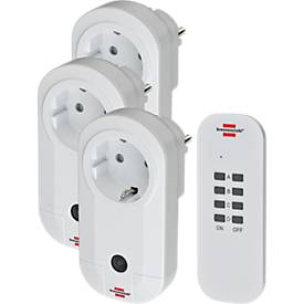 Brennenstuhl Funkschalt-Set RC CE1 3001, 3 Funksteckdosen, 1 Handsender, 25 m Reichweite, bis 1000 W, erhöhter Berührung