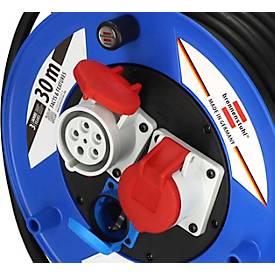 Brennenstuhl Garant CEE IP44 Kabeltrommel, 30m RN-Kabel, Industrie/Baustelle, 400V, Sicherheitsabschaltung, Blau/Rot