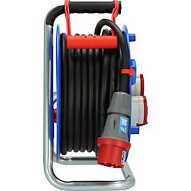 Brennenstuhl Garant CEE IP44 Kabeltrommel, 30m RN-Kabel, Industrie/Baustelle, 400V, Sicherheitsabschaltung, Blau/Rot