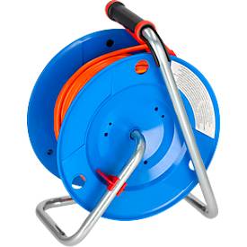 Brennenstuhl Garant Kabeltrommel, 40 meter, 3 Schutzkontaktsteckdosen, Bremaxx-Kabel, cablepilot Tragegriff, IP44, für Außenbereiche, L 198 x B 290 x H 365 mm, blau/orange