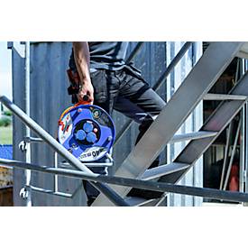 Brennenstuhl Garant Kabeltrommel, 40 meter, 3 Schutzkontaktsteckdosen, Bremaxx-Kabel, cablepilot Tragegriff, IP44, für Außenbereiche, L 198 x B 290 x H 365 mm, blau/orange