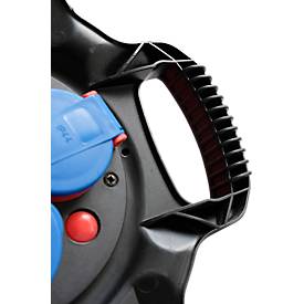 Brennenstuhl Gummi-Kabeltrommel X-Gum, 10 m, 2 Handgriffe, 3-fach spritzwassergeschützt, ölbeständiges RN-Kabel, IP44, blau/rot/schwarz