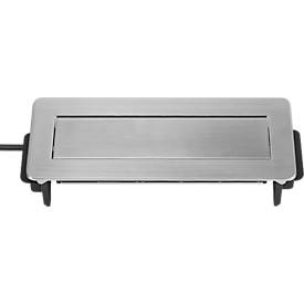 Brennenstuhl Indesk Power USB-Charger, 3 Schutzkontakt-Steckdosen, 2 USB-Ladebuchsen, versenkbar, 2 m Kabel, silber/schwarz