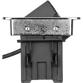 Brennenstuhl Indesk Power USB-Charger, 3 Schutzkontakt-Steckdosen, 2 USB-Ladebuchsen, versenkbar, 2 m Kabel, silber/schwarz