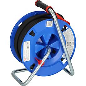 Brennenstuhl Kabeltrommel Garant CEE 1 IP44, 30m RN-Kabel, 3 Steckdosen, Kunststoff, für Außenbereich, blau/rot