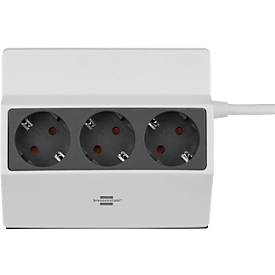 Brennenstuhl klemmbare Steckdosenleiste, 3 Schutzkontakt-Steckdosen, 45°-Anordnung, werkzeuglose Klemmvorrichtung, L 195 x B 105 x T 140 mm, anthrazit/weiß