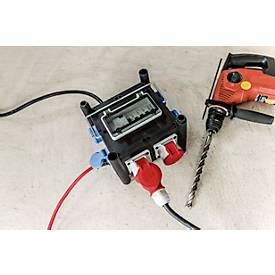 Brennenstuhl kompakter Gummi-Stromverteiler, 1x CEE 400 V/16 A Stecker, 2 x CEE 400 V/16 A Steckdosen, 5 x 230 V/16 A Schutzkontakt-Steckdosen, FI-Schutzschalter, temperaturbeständig -30°C bis +80°C, stabiler Metalltragegriff