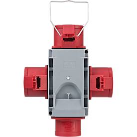 Brennenstuhl Kreuzverteiler CEE 400V/16A, 3 CEE Steckdosen, IP44, Kunststoff, Aufhängebügel, grau/rot