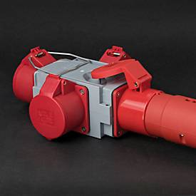 Brennenstuhl Kreuzverteiler CEE 400V/16A, 3 CEE Steckdosen, IP44, Kunststoff, Aufhängebügel, grau/rot