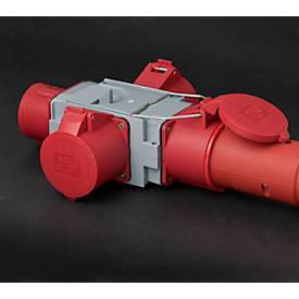 Brennenstuhl Kreuzverteiler CEE400V/32A, 3 CEE-Steckdosen, IP44, Spezialkunststoff, für Außeneinsatz, grau/rot