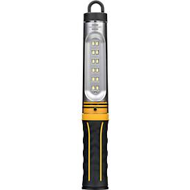 Brennenstuhl LED Akku-Werkstattleuchte WL 500 A, 520 lm, 3 Schaltstufen, Standfuß mit Magnet, drehbarer Haken, Li-Ion Akku, USB-Ladekabel, B 44 x H 300 x T 35 mm, orange/schwarz