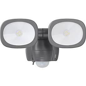 Brennenstuhl LED Außenstrahler LUFOS 420, OSRAM-LEDs, 180° Bewegungsmelder, Batteriebetrieb, 2x 240 lm, IP44, grau