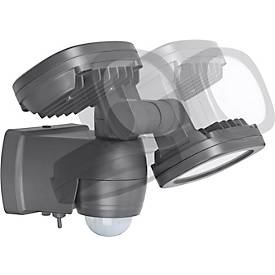 Brennenstuhl LED Außenstrahler LUFOS 420, OSRAM-LEDs, 180° Bewegungsmelder, Batteriebetrieb, 2x 240 lm, IP44, grau
