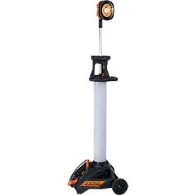 Brennenstuhl LED Baustrahler TU 23050 M, 360° Rundumlicht, Teleskopstrahler, 2 Schutzkontaktsteckdosen, IP54, Kabellänge 5m, B 430 x H 131 - 173 mm, schwarz/silber