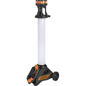 Brennenstuhl LED Baustrahler TU 23050 M, 360° Rundumlicht, Teleskopstrahler, 2 Schutzkontaktsteckdosen, IP54, Kabellänge 5m, B 430 x H 131 - 173 mm, schwarz/silber