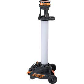 Brennenstuhl LED Baustrahler TU 23050 M, 360° Rundumlicht, Teleskopstrahler, 2 Schutzkontaktsteckdosen, IP54, Kabellänge 5m, B 430 x H 131 - 173 mm, schwarz/silber