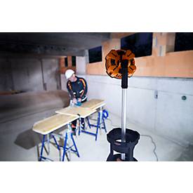 Brennenstuhl LED Baustrahler TU 23050 M, 360° Rundumlicht, Teleskopstrahler, 2 Schutzkontaktsteckdosen, IP54, Kabellänge 5m, B 430 x H 131 - 173 mm, schwarz/silber