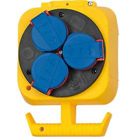 Brennenstuhl Pendel Stromverteiler, 1x CEE 400V/16A, 3x Schutzkontakt 230V, Kabellänge 5 m, Kunststoff, IP44, L 145 x B 140 x H 530 mm, gelb
