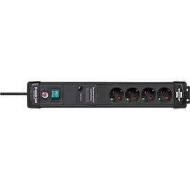 Brennenstuhl Premium-Line 4er-Steckdosenleiste, 1,8 m Kabel, 60.000A Überspannungsschutz, Sicherheitsschalter, L 448 x B 60 x T 120 mm, schwarz