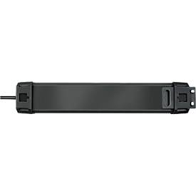 Brennenstuhl Premium-Line 4er-Steckdosenleiste, 1,8 m Kabel, 60.000A Überspannungsschutz, Sicherheitsschalter, L 448 x B 60 x T 120 mm, schwarz