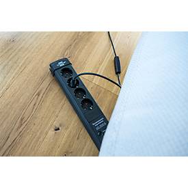 Brennenstuhl Premium-Line 4er-Steckdosenleiste, 1,8 m Kabel, 60.000A Überspannungsschutz, Sicherheitsschalter, L 448 x B 60 x T 120 mm, schwarz