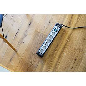 Brennenstuhl Premium-Line Mehrfach-Steckdosenleiste, 6-fach, Aufhängevorrichtung, beleuchteter Sicherheitsschalter, 45°-Anordnung, lichtgrau/schwarz 