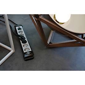 Brennenstuhl Premium-Line Mehrfach-Steckdosenleiste, 6-fach, Aufhängevorrichtung, beleuchteter Sicherheitsschalter, 45°-Anordnung, lichtgrau/schwarz 