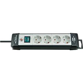 Brennenstuhl Premium-Line stekkerdoos 4-voudig, ophanginrichting, verlichte veiligheidsschakelaar, 45°-opstelling, lichtgrijs/zwart