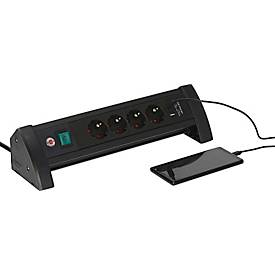 Brennenstuhl Premium Office-Line Steckdosenleiste, 4-fach, USB-C PD, USB-A, 1,8m, schwarz, hochbruchfester Kunststoff