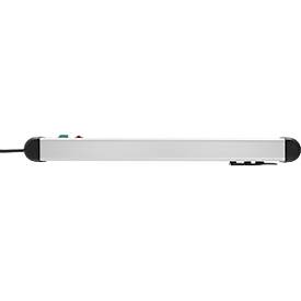 Brennenstuhl Premium-Protect-Line 6-fach Steckdosenleiste, 3 m Kabel, 60.000A Überspannungsschutz, 2 USB-Ports, eloxiertes Aluminium, schwarz/alusilber