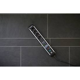 Brennenstuhl Premium-Protect-Line 60.000A Überspannungsschutz-Steckdosenleiste, 4-fach, Aluminium, Wandmontage, 3m Kabel, schwarz/silber