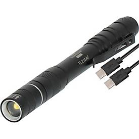 Brennenstuhl Stift-Taschenlampe LuxPremium TL 210 AF, Osram-LED, 55m Leuchtweite, Aluminium, USB C, IP44, schwarz