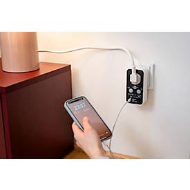 Brennenstuhl Timer-Steckdose mit LED-Anzeige, 1x USB A, 1x USB-C, Countdown 15 Min bis 8 Std, schwarz/weiß