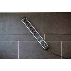 Brennenstuhl Überspannungsschutz-Steckdosenleiste Premium-Protect-Line 60.000A, 6-fach, Aluminium, 3m Kabel, schwarz/silber