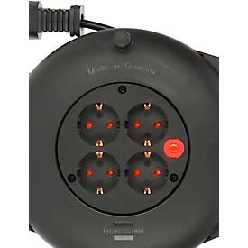 Brennenstuhl Vario Line Kabelbox VL2-X, 10m, 4-fach Steckdose, Überhitzungsschutz, schwarz, Kunststoffgehäuse