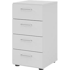 Breno ladekast, 4 laden, metalen handgrepen, B 400 x D 420 x H 748 mm, lichtgrijs/lichtgrijs