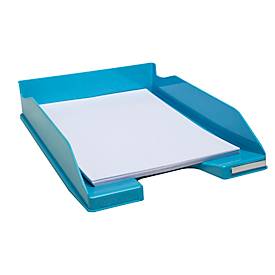 Briefablage Exacompta BEE BLUE Combo-Midi, für Dokumente im Format A4+, stapelbar, Etikettenhalter, Kunststoff, blaugrün, 6 Stück