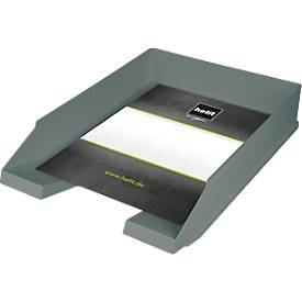 Briefablage Helit The Green Staff, für Format A4-C4, versetzt stapelbar, Recyclingkunststoff, lichtgrau, 5 Stück