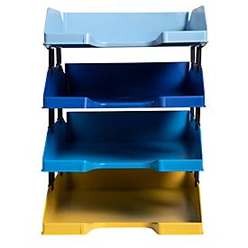 Briefablage Set Exacompta BEE BLUE Combo-Midi, 4-teilig, für Format A4+, stapelbar, Etikettenhalter, Blauer Engel, Polystyrol, mehrfarbig