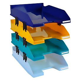 Briefablage Set Exacompta BEE BLUE Combo-Midi, 4-teilig, für Format A4+, stapelbar, Etikettenhalter, Blauer Engel, Polystyrol, mehrfarbig