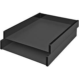 Briefablage WEDO Black Office, DIN A4, schwarz mattiert/glänzend, stapelbar