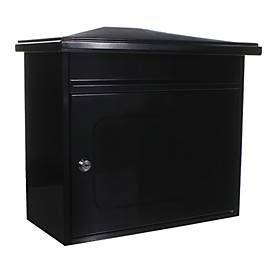 Briefkasten Rottner Wörthersee, Türanschlag seitlich, Zylinderschloss inkl. 2 Schlüssel, B 390 x T 205 x H 350 mm, Stahlblech verzinkt, schwarzgrau