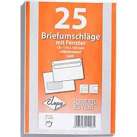 Briefumschläge, DIN C6, mit Fenster, haftklebend, 25 Stück