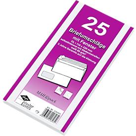 Briefumschläge, DIN lang, mit Fenster, haftklebend, 25 Stück