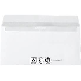 Briefumschläge, DIN lang, mit Haftklebeverschluss, mit Fenster, hochweiß, Recyclingpapier, 80 g/m², 1000 Stück